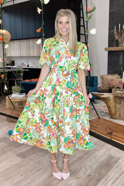 Floral Colorful Midi Dress