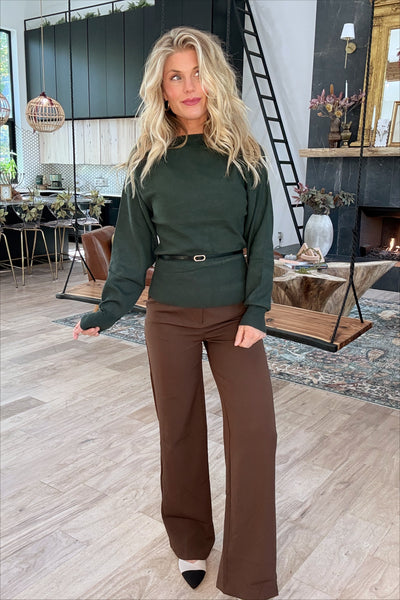 Emerald Boatneck Belted Sweater