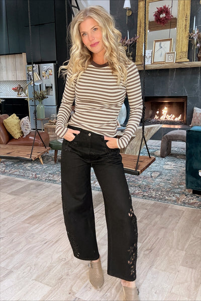Brown & Mocha Striped Long Sleeve Top