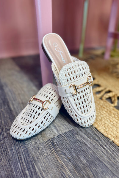 Ivory Woven Loafer Mule
