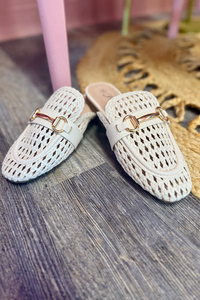 Ivory Woven Loafer Mule