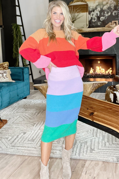 Colorful Striped Sweater Knit Skirt (skirt only)
