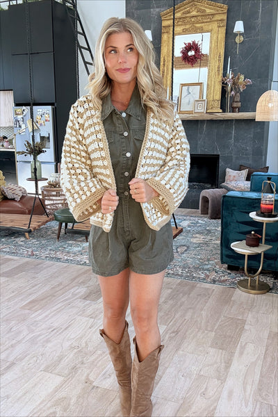 Olive Backless Utility Romper